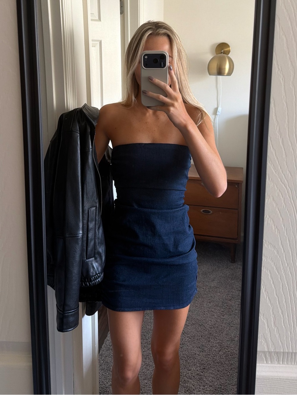 Zara Denim Ruched Dress